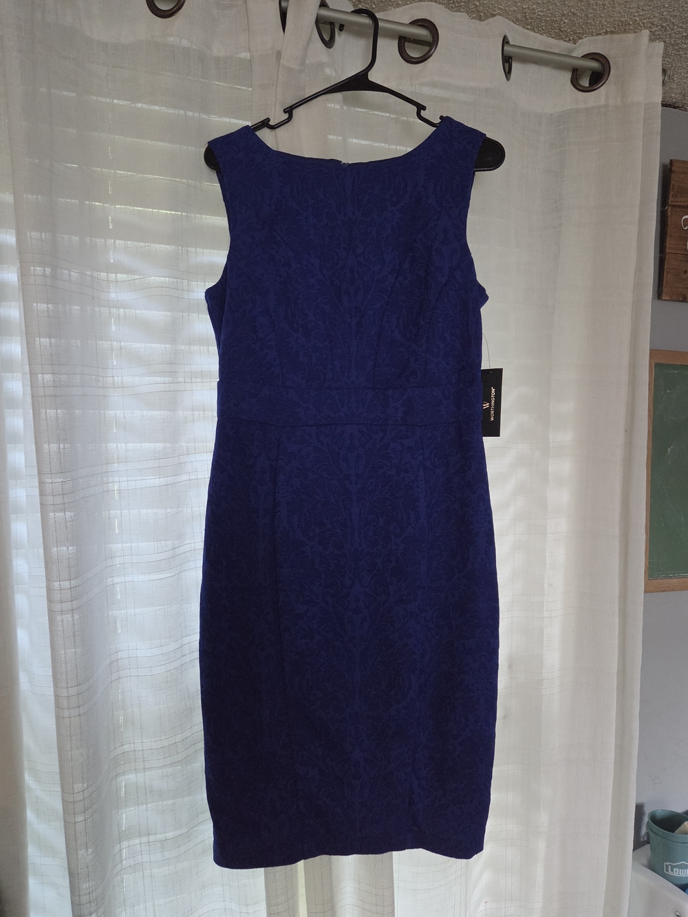 Sleeveless Royal Blue Textured Sheath Dress
